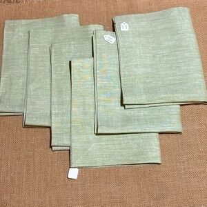 NWT Woven Placemats 100% Linen Set 8 Celery 20 x 15 Mitered Custom Table Linens